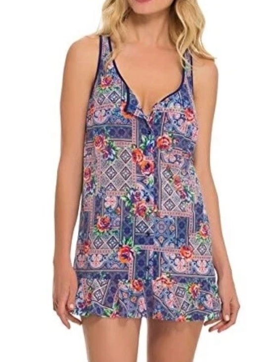 Profile By Gottex Other - 🌺 Profile Blush by Gottex Floral Sheer Swim Cover Up Tank Dress Women’s M/L